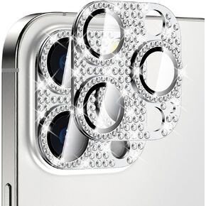2 Pack Bling Diamond Camera Lens Protector Cover Compatible for 15 Pro/15 Pro Max Full Coverage Camera Cover Screen Protector[Update]Shatter/Scratch-Resistant Ultra HD/Thin - Rose Gold Diamond