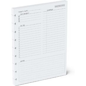 11-Disc Undated Daily Plan Paper Refill, 120 GSM, 50 Sheets (100 Pages/Days), Discbound Pre-Punched Inserts, Loose Leaf, White, 8.5 x 11 Inch, Daily To-Do, Notes, and Scheduling