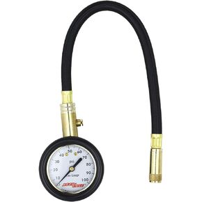 Accu-gage by Milton Dial Tire Pressure Gauge with Straight Air Chuck and 11 in. Braided Hose - ANSI Certified for Motorcycle/Car/Truck Tires (0-100 PSI)