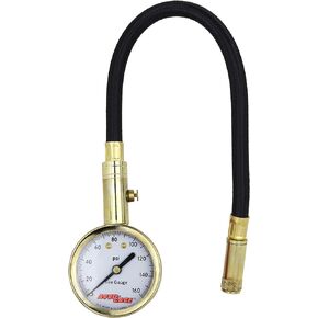 Accu-Gage Tire Gauge – (0-160 PSI) Tire Pressure Gauge with 11 in Braided Air Hose Straight Air Chuck - ANSI Certified/Bleeder Valve for Motorcycle/Car/Truck Tires