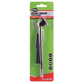 Slime 2016-A Tire Gauge, Dual Head, Pencil, 10-120 psi, includues Valve Extensions