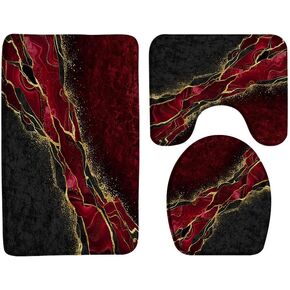 Octopus Tentacles 3 Piece Bath Mat Sets,Nautical Kraken Tentacle Colorful Sea Ocean Animal Underwater Marine Life Abstract 16"x24"Bath Rug,Toilet Seat Cover, U-Shaped Toilet