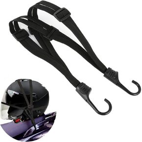 23.6" Motorcycle Helmet Rope Luggage Elastic Rope, Luggage Helmet Retractable Mesh Elastic Rope Strap with 2 Hooks, Motorcycle Bungee Cord for Helmet Luggage