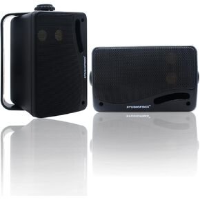 STUDIOFINIX Passive Outdoor Speakers Wired Waterproof -3.5 Inch 3 Way 200W Surface Marine & Wall Mount Speakers, Perfect for Home, Boat, Poolside, Patio, Indoor Outdoor Use（Black