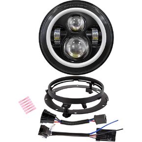 XPCTD 7 Inch LED Headlight DOT DRL Light Halo Bulb Kit for Touring Street Glide Road King Ultra Classic Electra Glide FatBoy Tri Cvo Heritage Softail Slim Deluxe Switchback Black
