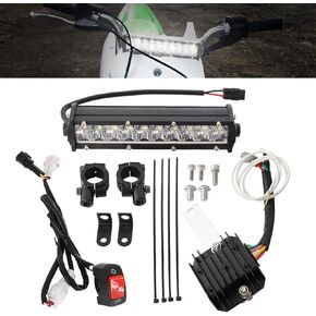 MOTOQUEEN LED Dirtbike Light Bar Kit Fits for Kawasaki KLX110 2002-2009 for Suzuki DRZ110 2003-2005, 60W (20 x 3W) LED Headlight Kit and Off Road Wiring Harness Plug-Play Headlight Assembly