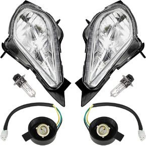 Caltric Left and Right Head Light Housing Sockets and Bulbs Compatible with Yamaha Raptor 250 / Raptor 350 / Raptor 700 700R / Wolverine 350 / Wolverine 450 / YFM250 YFM350 YFM700 YFZ450 / 2004-2023