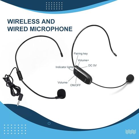 مدرسو مضخم الصوت اللاسلكي، مكبر صوت مكبر صوت محمول بنظام PA من SHIDU مع سماعة ميكروفون، 18 وات/ نطاق 300 ياردة/ Bluetooth5.0/عمل لمدة 7 ساعات، للتدريس والمدربين والمدربين والمؤتمرات in Kuwait