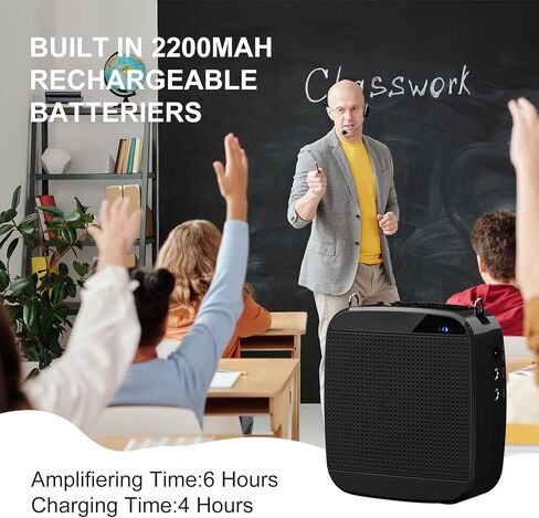 مدرسو مضخم الصوت اللاسلكي، مكبر صوت مكبر صوت محمول بنظام PA من SHIDU مع سماعة ميكروفون، 18 وات/ نطاق 300 ياردة/ Bluetooth5.0/عمل لمدة 7 ساعات، للتدريس والمدربين والمدربين والمؤتمرات in Kuwait