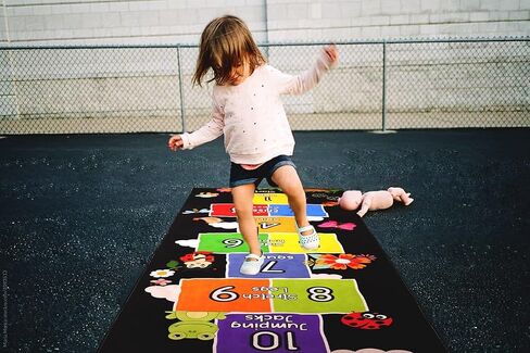 Hopscotch Rug - Kids Rug - Playroom Rug for Kids Room, Daycare, Nursery - Cute Indoor or Outdoor Play Carpet for Children - Fun, Educational Games for Boys & Girls (Black) in Saudi Arabia