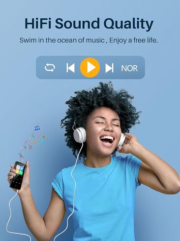 80GB MP3 Player with Bluetooth, Music Player with HD Speakers, Lossless Sound Quality, mp3 with FM Radio/Voice Recorder/E-Book, Earphone Included in Saudi Arabia