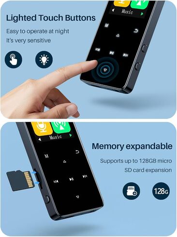 80GB MP3 Player with Bluetooth, Music Player with HD Speakers, Lossless Sound Quality, mp3 with FM Radio/Voice Recorder/E-Book, Earphone Included in Saudi Arabia