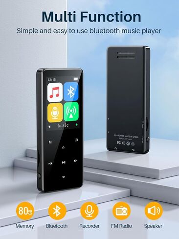 80GB MP3 Player with Bluetooth, Music Player with HD Speakers, Lossless Sound Quality, mp3 with FM Radio/Voice Recorder/E-Book, Earphone Included in Saudi Arabia