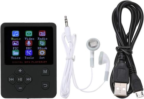 مشغل MP3، مشغل موسيقى محمول، بطاقة ذاكرة 32 جيجا، وضع متعدد اللاعبين لمدة 6 إلى 8 ساعات تشغيل متواصل، سهل التشغيل مشغل موسيقى HiFi MP4 (أسود) in Saudi Arabia