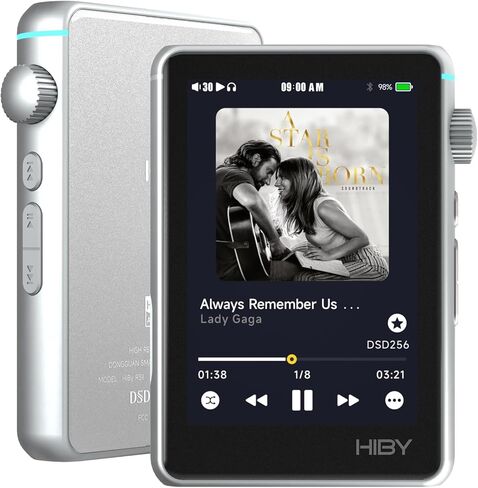مشغل MP3 HiBy R3 II Hi-Fi مع بلوتوث وواي فاي يدعم بث DSD PCM MQA دونغل 3.5 مم + 4.4 مم مقابس BAL (فضي) in Kuwait
