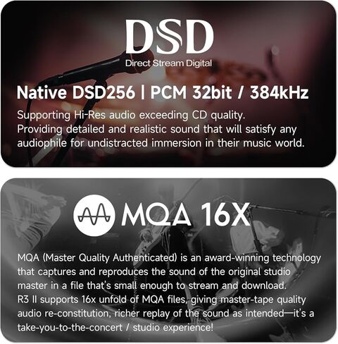 مشغل MP3 HiBy R3 II Hi-Fi مع بلوتوث وواي فاي يدعم بث DSD PCM MQA دونغل 3.5 مم + 4.4 مم مقابس BAL (فضي) in Kuwait