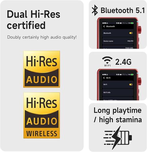 مشغل MP3 HiBy R3 II Hi-Fi مع بلوتوث وواي فاي يدعم بث DSD PCM MQA دونغل 3.5 مم + 4.4 مم مقابس BAL (فضي) in Kuwait