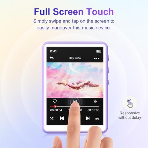 مشغل MP3 MECHEN بسعة 64 جيجابايت، بلوتوث 5.3 مع شاشة لمس كاملة 2.4 بوصة، مشغل موسيقى رقمي محمول مع مكبر صوت، راديو FM، تسجيل الخط، صوت HiFi بدون فقدان، يدعم حتى 128 جيجابايت. (أسود) in Saudi Arabia