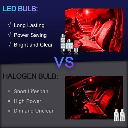 24 قطعة من مصابيح LED الداخلية البديلة، مصابيح السيارة الداخلية، مجموعة مصابيح السيارة LED على شكل قبة T10 31 مم 42 مم، تستخدم لأضواء قبة الخريطة وملحقات أضواء لوحة الترخيص (أحمر) in Kuwait