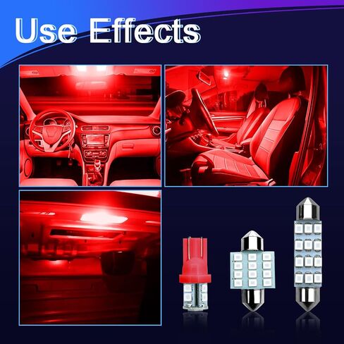 24 قطعة من مصابيح LED الداخلية البديلة، مصابيح السيارة الداخلية، مجموعة مصابيح السيارة LED على شكل قبة T10 31 مم 42 مم، تستخدم لأضواء قبة الخريطة وملحقات أضواء لوحة الترخيص (أحمر) in Kuwait