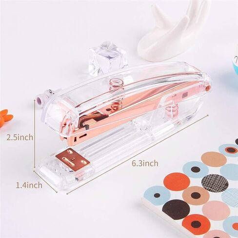 مجموعة ملحقات المكتب ALSISK، مجموعة دباسة أكريليك، موزع شريط، مزيل دبابيس مع 1000 قطعة 26/6 دبابيس - ذهبي وردي in Kuwait