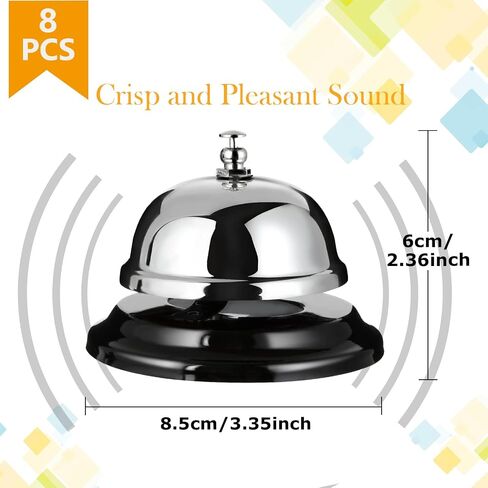 8PCS Service Bell, Big Metal Call Bell Desk Bell Counter Ring Bell for Service Front Desk Bell for Kitchen Restaurant Bar Hotel School Pet Dog Training, 3.35 Inch Diameter, Silver in Saudi Arabia