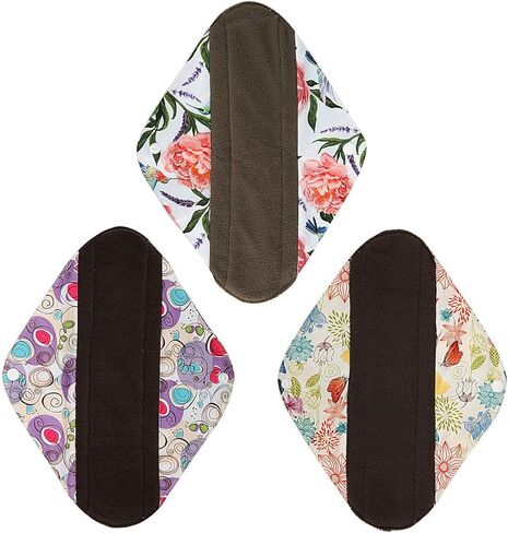 3 قطع من وسادات الدورة الشهرية القماشية مقاس 12 بوصة، فوط صحية قابلة لإعادة الاستخدام، بطانة داخلية قابلة للغسل، غير معطرة... (3L06) in Kuwait