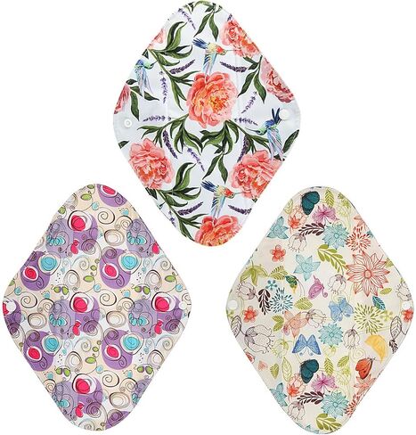 3 قطع من وسادات الدورة الشهرية القماشية مقاس 12 بوصة، فوط صحية قابلة لإعادة الاستخدام، بطانة داخلية قابلة للغسل، غير معطرة... (3L06) in Kuwait