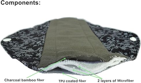 3 قطع من وسادات الدورة الشهرية القماشية مقاس 12 بوصة، فوط صحية قابلة لإعادة الاستخدام، بطانة داخلية قابلة للغسل، غير معطرة... (3L06) in Kuwait