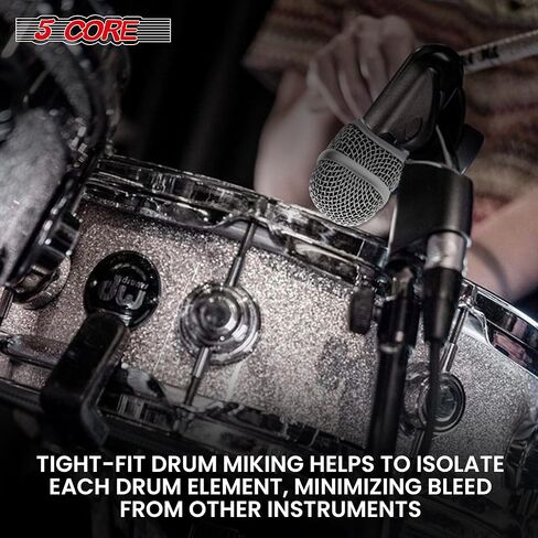 ميكروفون طبلة Snare 5 CORE، نمط لاقط أحادي الاتجاه، ميكروفون ديناميكي سلكي مع حامل دوار، شبكة فولاذية، ميكروفون أسود Snare MIC BLK in Saudi Arabia