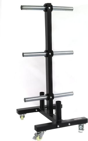 CFF Olympic 2 Bar وشجرة لوحة ممتصة للصدمات للأوزان - رف تخزين وزن متنقل بسعة 1000 رطل مع عجلات. مثالي لأي صالة ألعاب رياضية تجارية، أو مركز تدريب اللياقة البدنية، أو صالة الألعاب الرياضية المنزلية in Kuwait