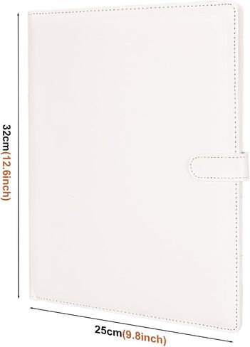 KINGFOM Professional Business Padfolio Clipboard Folder Portfolio، منظم حافظة من جلد البولي يوريثان مع غطاء لحامل الوسادة القانونية، حجم الرسالة، مجلد محفظة المستندات للرجال والنساء باللون الأبيض in Kuwait