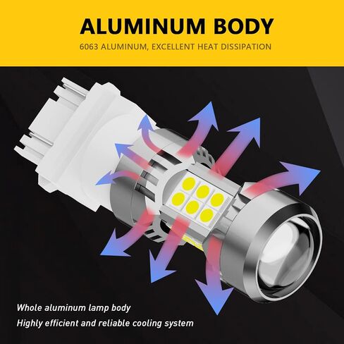 PHINLION 3200 Lumens 3157 LED لمبة بيضاء، 6000K فائقة السطوع 3056 3156 3057 4114 4157 لمبة LED للنسخ الاحتياطي للأضواء العكسية وأضواء الجري النهارية DRL، حزمة من 2 in Kuwait