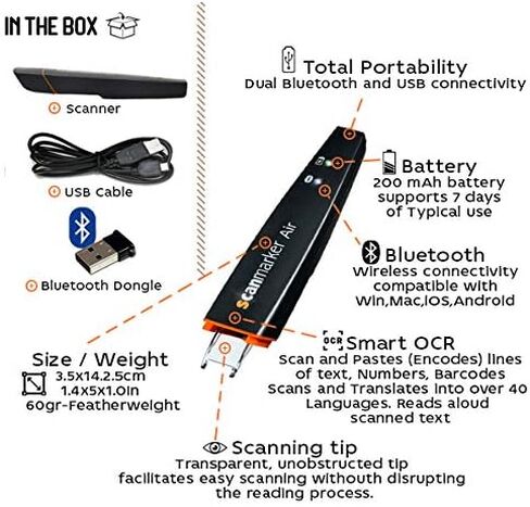 Scanmarker Air Pen Scanner - OCR Digital Highlighter, Reading Pen & Translator - Wireless (Scanmarker Air, Black) in Saudi Arabia