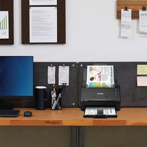 ماسح ضوئي للمستندات المكتبية الملونة على الوجهين من Epson Workforce ES-400 II لأجهزة الكمبيوتر الشخصية وأجهزة Mac، مع وحدة تغذية المستندات التلقائية (ADF). ضمان كامل لمدة سنة (متجدد) in Kuwait