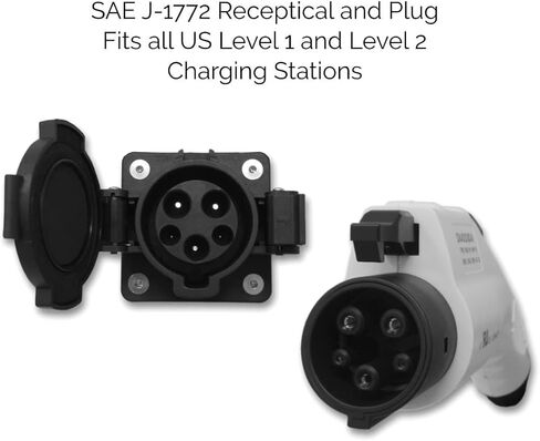 سلك تمديد Inteset 21ft 40amp J1772 EV، صنع في الولايات المتحدة الأمريكية - لمحطات شحن المركبات الكهربائية، حقيبة الحمل، كابل فائق المرونة، الأجزاء المدرجة في UL in Kuwait