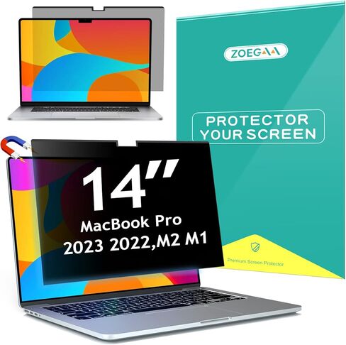 شاشة خصوصية MacBook Pro 14، شاشة خصوصية مغناطيسية متوافقة مع Macbook Pro 14 بوصة 2023 2022 2021 A2779 M2 A2442 M1، شاشة خصوصية سهلة التشغيل/الإيقاف مضادة للظهور، مضادة للضوء الأزرق ومضادة للوهج in Kuwait