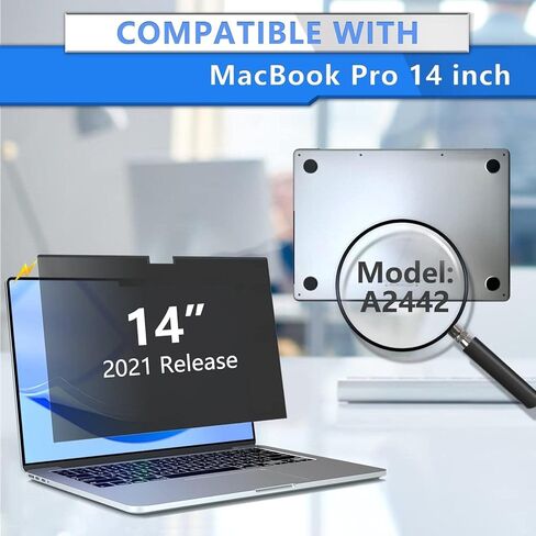 شاشة خصوصية MacBook Pro 14، شاشة خصوصية مغناطيسية متوافقة مع Macbook Pro 14 بوصة 2023 2022 2021 A2779 M2 A2442 M1، شاشة خصوصية سهلة التشغيل/الإيقاف مضادة للظهور، مضادة للضوء الأزرق ومضادة للوهج in Kuwait