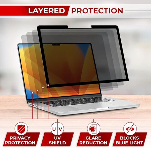شاشة خصوصية سهلة التشغيل/الإيقاف لجهاز MacBook Pro مقاس 13 بوصة (2016-2023، M1، M2) من SightPro، فلتر خصوصية للكمبيوتر المحمول وواقي مضاد للتوهج in Kuwait