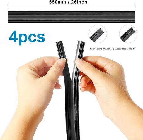 4pcs Wiper Blade Refill Silicone Replacement Wiper Blades Refills,Automotive Replacement Windshield Wiper Refills (8mm-Frame) in Saudi Arabia