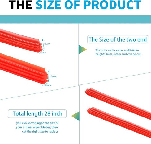 شفرات ممسحة الزجاج الأمامي بدون إطار من ZOFFI قابلة لإعادة التعبئة مقاس 28 بوصة، عبوة حمراء مكونة من 4 قطع، حجم قابل للتعديل من عبوة المطاط العالمية للممسحة in Kuwait