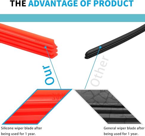 شفرات ممسحة الزجاج الأمامي بدون إطار من ZOFFI قابلة لإعادة التعبئة مقاس 28 بوصة، عبوة حمراء مكونة من 4 قطع، حجم قابل للتعديل من عبوة المطاط العالمية للممسحة in Kuwait