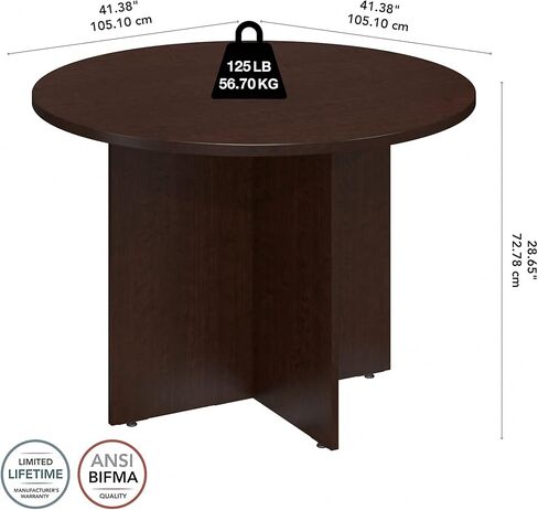 طاولة مؤتمرات مستديرة من Bush Business Furniture مع قاعدة خشبية، مكتب دائري لغرفة الاجتماعات يتسع لـ 4 مستخدمين، 42 وات، لون موكا شيري in Kuwait