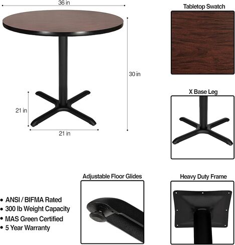 طاولة مقهى OEF Furnishings OEF، ارتفاع 30 بوصة، إطار ماهوجني/أسود in Kuwait