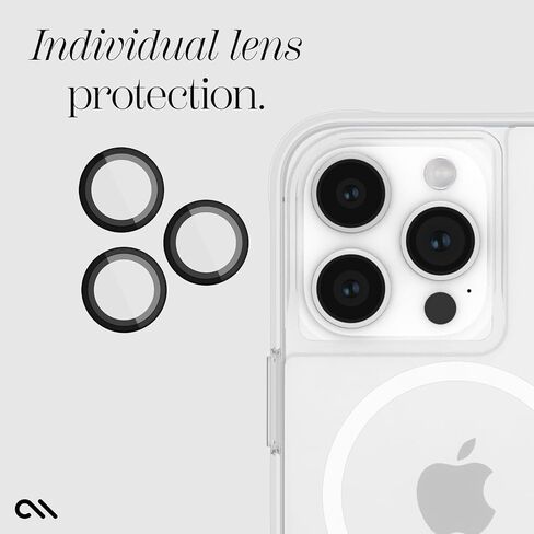 Case-Mate Camera Lens Protector w/Black Aluminum Rings for iPhone 15 Pro Max/iPhone 15 Pro - Double Tempered Glass - Anti-Scratch Tech - Ultra HD View w/Night Shooting, Case Friendly, Easy Install in Saudi Arabia