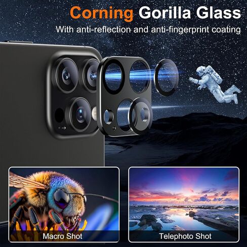2 Pack for iPhone 15/iPhone 15 Plus Camera Lens Protector, [Drop Protection] 9H Tempered Glass Metal Ring Camera Protector, Strong Adhesion Scratch Resistant Case Friendly Camera Cover-Black in Saudi Arabia