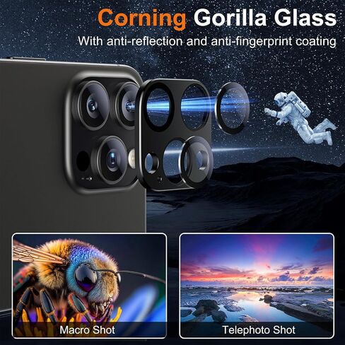 2 Pack for iPhone 15/iPhone 15 Plus Camera Lens Protector, [Drop Protection] 9H Tempered Glass Metal Ring Camera Protector, Strong Adhesion Scratch Resistant Case Friendly Camera Cover-Black in Saudi Arabia