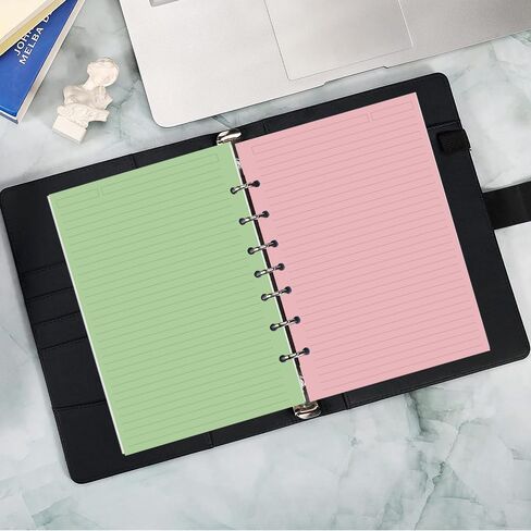 (3-Pack) Mini Binder 5 Colorful Line Paper for 3 or 7 Ring Binders - 300 Sheets/600 Pages Loose Leaf Paper Line Refills, Per Color 60 Sheets, Desk Size 4, 5.8" x 8.5" in Saudi Arabia