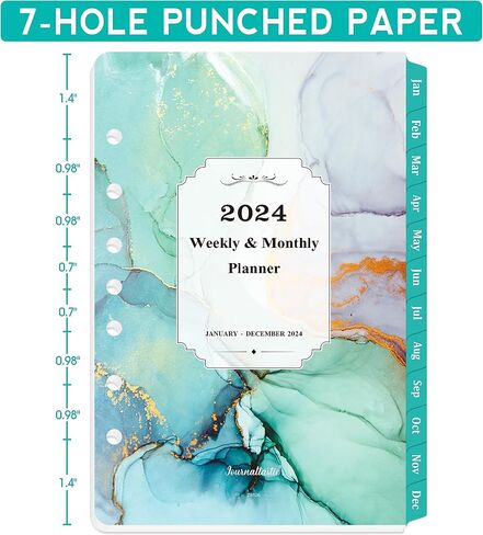 عبوات مخطط 2024 - عبوات مخطط 2024 من يناير 2024 - ديسمبر 2024، إدراجات مخطط A5 2024، 5.5 × 8.5 بوصة، 7 فتحات، عبوات مخطط أسبوعية وشهرية 2024، عبوات مخطط A5 - أخضر in Saudi Arabia