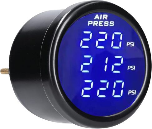 مقياس ضغط الهواء ثلاثي العرض LED مقياس تعليق الهواء الرقمي 0-220PSI مع 3 قطع أجهزة استشعار 1/8NPT in Kuwait